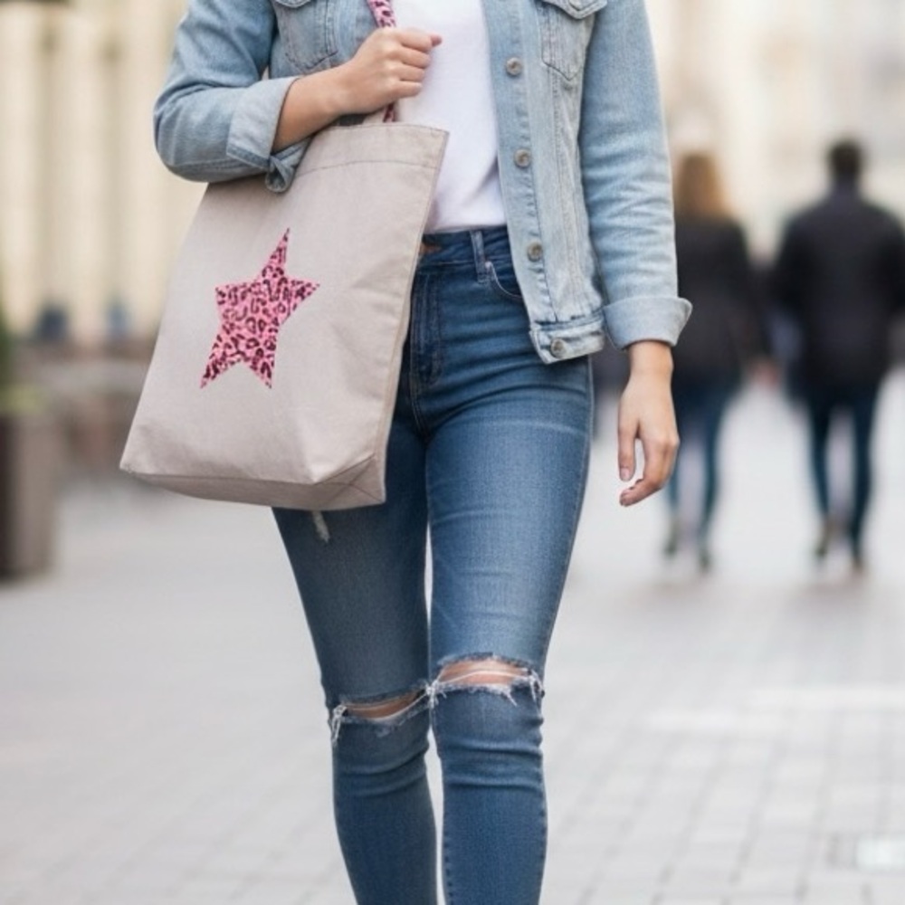 Animal Print Star Tote Bag